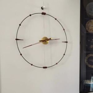 FFBH Minimalist Wall Clock Luxury Silent Solid Wood Pure Copper Hanging Clock Creative Art Clocks Large Modern Home Wall Decoration N7Y3P