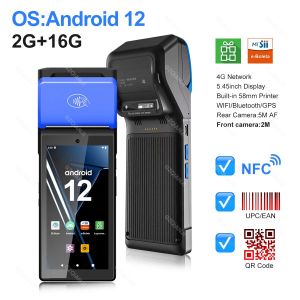 Android 12 POS Terminal Device with 58mm Thermal Receipt Bill Printer Label Maker Barcode Sticker Printing or 1d 2D Scanner NFC All-in-one Loyverse free App for Retail Store