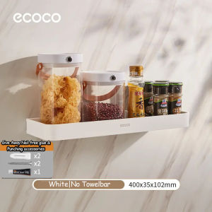 Ecoco ออแกไนเซอร์ห้องครัว ชั้นวางเครื่องปรุงติดผนัง  ที่เก็บของในครัว ที่จัดระเบียบของอลูมิเนียมพร้อมตะขอ 4 อัน