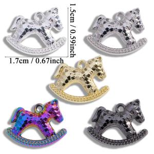 Minwen 5Pcs 15x17MM Zinc Alloy Electroplated Rocking Horse Pendant Charms For DIY Necklace Bracelet Earrings Jewelry Accessories Making