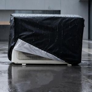 UNQIN Sun Protection Outdoor Air Conditioning Cover Dustproof Waterproof Air Conditioner Sunscreen Cover Practical Windproof Sunshade Cover Indoor Use