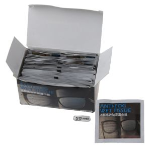 【PrettySet】50Pcs Anti-Fog Wipes for Glasses Pre-moistened Antifog Lens Wipe Individually Wrapped Disposable Defogger Eyeglass Wipes
