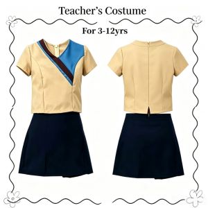 Career Costume For Kids Girl 3-12yrs Teacher Costume For Kids Girls T-shirt+Skirt 2pcs School Role Playing Activities Wear