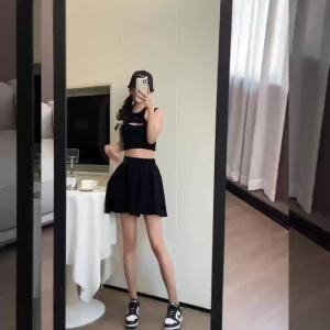 AMMIN กางเกงกีฬาขาสั้นสไตล์เกาหลีสำหรับผู้หญิงยางยืดผูกโบว์ใหม่2024เอวลอยเข้ารูปทรงหลวมแฟนหนุ่มลมรสพอร์ตกางเกงขาม้าสีทึบ