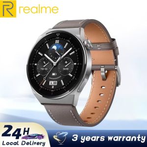 2024 Realme Smart Watch GT 3 Pro Healthy Blood Oxygen 46mm Watch Strap  Original 100% Brand New Touch Screen Men Women 1.35 Inch Touch Compatible Android IOS Smart Watch IP68 Waterproof Sports Bluetooth Free Shipping COD