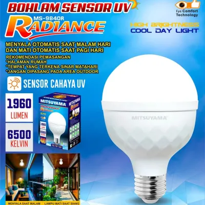 LAMPU BOHLAM 40W SENSOR CAHAYA UV MITSUYAMA MS-9840R RADIANCE LONG LIFE SENSOR CAHAYA UV