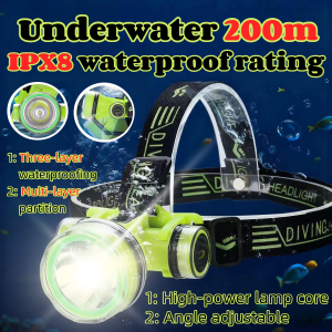 High-brightness diving headlamp flashlight rechargeable waterproof headlamp rechargeable LED flashlight.