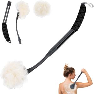 Loofah on a Stick 20.5” Shower Sponge Loofah Back Scrubber Exfoliation and Improved Skin th Back Loofah for Shower for Men Women