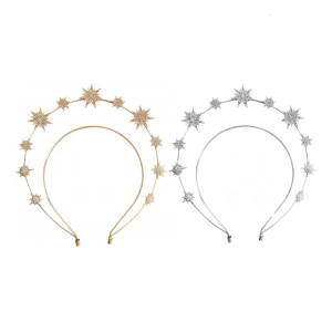 Double Layer Rhinestone Hair Hoop Alloy Headband with Hexagram Star Colorful Christmas Party Women Styling Headwear
