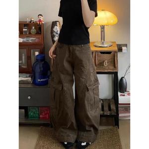 American Vintage 2000s Style High Waist Brown Jeans Pants 2025 Summer Womens Baggy Y2K Wide Leg Denim Trouser Female Clothes2026