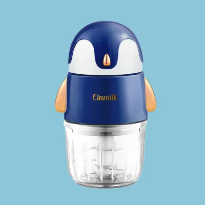 [SG Plug] Einmilk Mini Baby Food Blender Cute Small Electric Food Blender Puree Blender Grinder Chopper with 300ml Cup Glass Bowl & 6 Blade