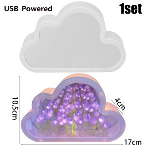 3สี โคมไฟรูปดอกทิวลิป - โคมไฟกลางคืนกระจก - โคมไฟกลางคืน LED รูปดอกทิวลิปเมฆแบบชาร์จไฟได้ DIY - ไฟข้างเตียง ของขวัญวันเกิดเด็กผู้หญิง - โคมไฟตกแต่งกระจกตั้งโต๊ะ ของขวัญที่ดีที่สุด
