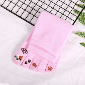 5 Pairs Short Five Finger Toe Tabi Socks for Women Girls Cute Cat Paw Print Casual Breathable Solid Cotton Clogs Socks 4 Seasons2026