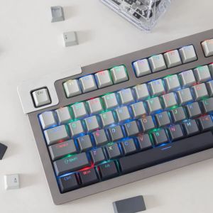 【Keycap Only】GMK Gradient Grey Keycap 132 Keys Shine Through Keycap PBT  Double Shot OEM Profile For Cherry MX Switch Customized Mechanical Keyboard 61/64/68/75/84/87
