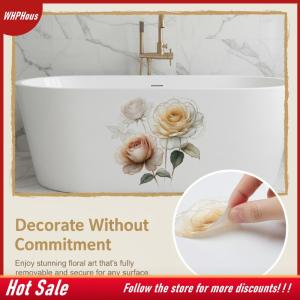 【COD】🔥🔥🔥 Watercolor Flower Toilet Sticker Vinyl Decal Removable Bright Wall Home Car Bathroom DIY Decorative Art