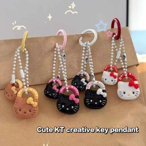 ART SUPPLIESX ซานริโอ พวงกุญแจเฮลโลคิตตี้ แบบพกพา งานฝีมือที่ประณีต จี้กระเป๋า น่ารัก การ์ตูน คีย์อุปกรณ์เสริม ของขวัญสำหรับคู่รักและเพื่อน