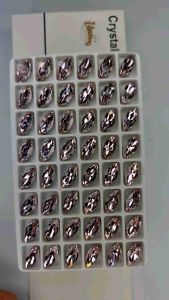 batu kristal kaca sejenis SWAROVSKI CANGKANG bentuk SAMPAN/MATA size 7x15 per LUSIN