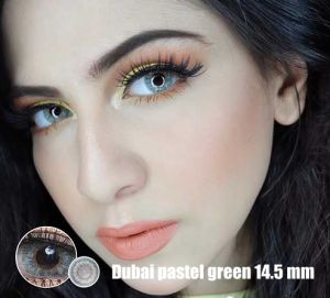 Softlens Minus NEW MORE DUBAI PASTEL GREEN (0.00 sd -6.00) Diameter 14.5mm Gratis Tempat Soflens