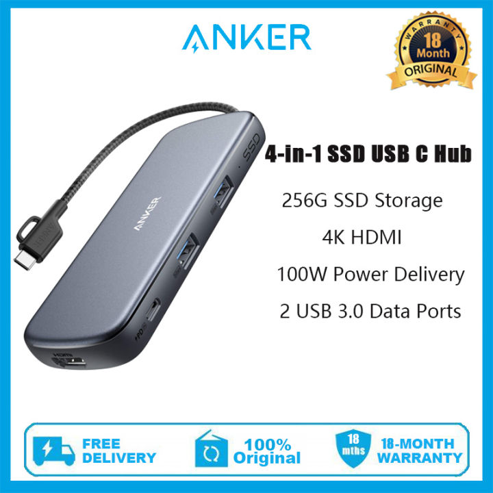 Anker PowerExpand 4-in-1 SSD USB C Hub, with 256G SSD Storage, 4K HDMI,  100W Power Delivery and USB Data Ports, for MacBook Pro, MacBook Air, 