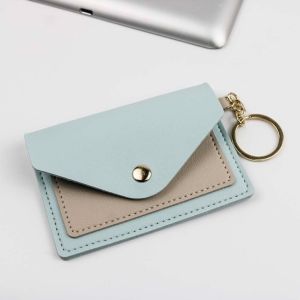 DWT9814 Small Cute With Keychain Ultra-thin Business Card Cover Student ID Card Holders Korean Style Card Holder Coin Purse Slim Wallet