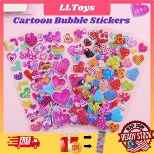 [LLToys] 10Pcs 3D Bubble Cartoon Cute Stickers Motivation Sticker DIY Craft Mermaid Spiderman Doraemon Kitty Sticker