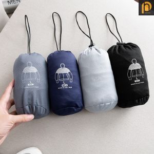 Áo khoác đi đường áo chống nắng nam mũ trùm đầu tặng kèm túi cuộn