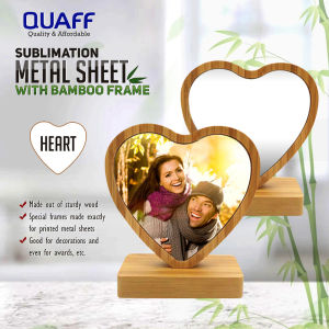 Print Digital Sublimation Metal Sheet with Bamboo Frame || Diamond / Rectangle / Circle / Heart