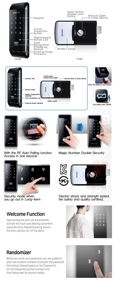 SAMSUNG Digital Door Lock SHS-2920 Original Automatic/Manual Lock