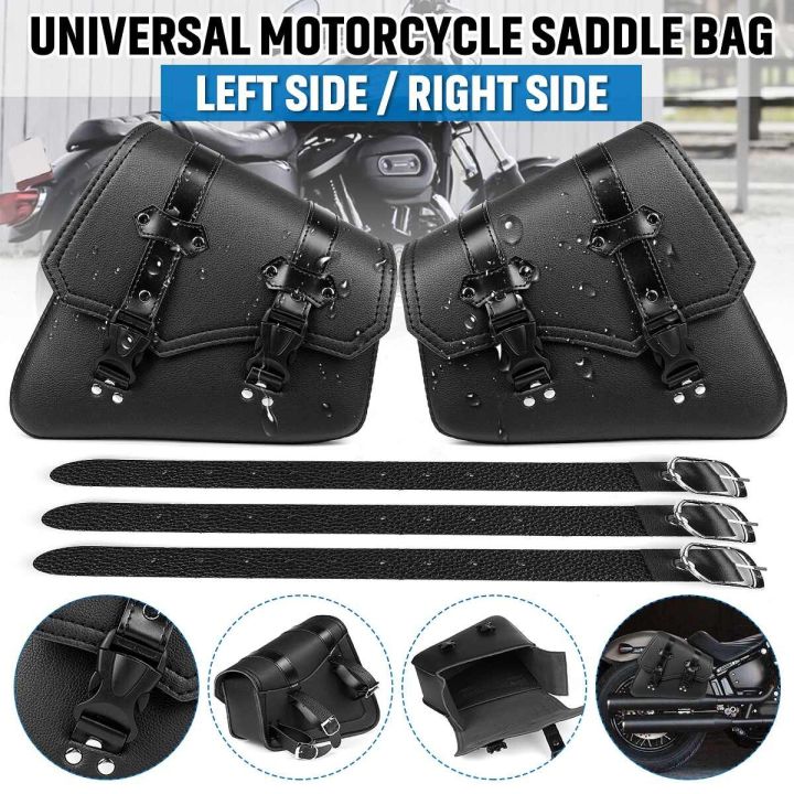 Motorcycle Saddlebags Side Tool Bag PU Leather Luggage Saddle Bag Pouch  Black Universal Lazada PH