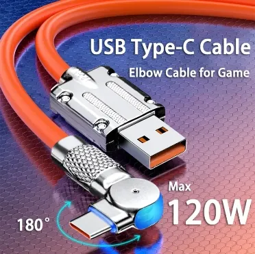 สายชาร์จ  สายชาร์จของเหลวชนิด C 6A เร็วมากสายซิลิโคน120วัตต์สายเคเบิลชาร์จ USB แบบหมุนได้สำหรับสายชาร์จแบบเร็วพิเศษ Ip 14 13 12สายที่ชาร์จ USB