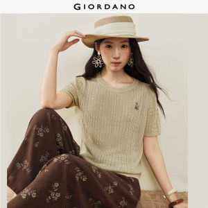 GIORDANO Women Knitwear Linen Round Neck Knitwear Casual Stylish Trendy Elegant Comfortable Fashion Classic 18356906