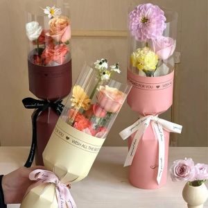 DIY Mothers Day Bouquet Bag Literary Romantic Bouquet Flower Wrapping Paper Girl Friend Birthday Waterproof Packaging Bags