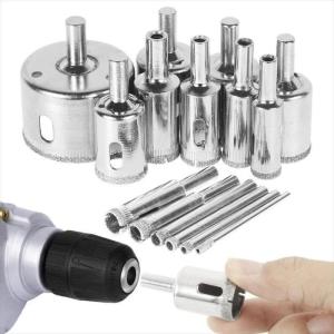 10 Pcs Set Mata Bor Kaca Granit Batu Keramik Marmer / Diamond Hole Saw Varian Ukuran 10PCS