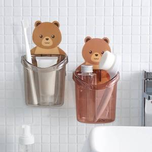 ที่ใส่แปรงสีฟัน ใส่ยาสีฟันหมีน้อย ติดผนัง waterproof ทำจาก plastic ใช้วางของอื่นๆ ได้ด้วย ติดง่าย หลุดยาก น่ารัก ทนทาน Prodeeshop