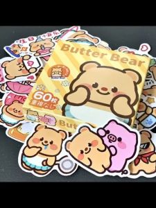 Pelekat Kartun Butter Bear Cartoon Stickers Cute Decorative Stickers Scrapbook Phone Student Journal
