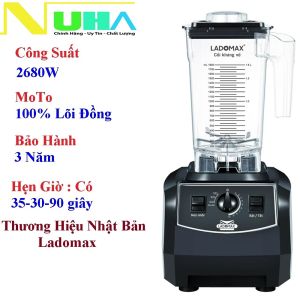 Máy xay sinh tố CÔNG NGHIỆP chuyên quán Ladomax 2680W HA-9116 moto đồng 2 chế độ an toàn có hẹn giờ bảo hành 3 năm