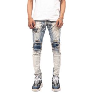 Denimitup - M1 tri biker - Cream stone - Celana Jeans - Jeans Pria
