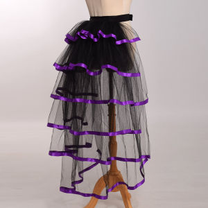 XinNgo Ladies Women Victorian Steampunk Overskirt Back Bustle Tulle Tutu Belt Tie-on 6 Layers Girl Dress Wedding Petticoat