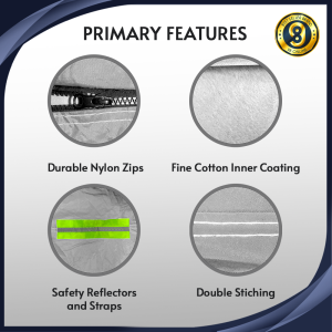 RUHE Sliver Car Cover Outdoor Protection Waterproof Water Resistant Rain Dust Kain Tutup Selimut Penutup Kereta 汽車遮陽