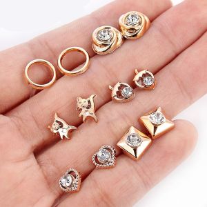 18/36Pairs Earrings Mixed Styles Rhinestone Sun Flower Geometric Animal Plastic Stud Earrings Set For Women Girls Jewelry