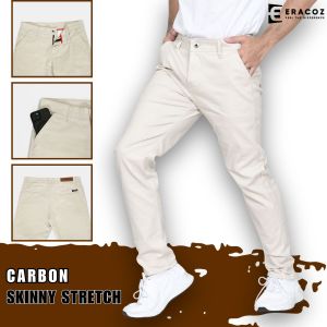 ERACOZ Celana Chino Panjang Pria Carbon Stretch Skinny Fit Big Size Jumbo Cream