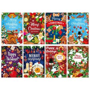 HOUCHU Santa Claus Xmas Tree Christmas Wine Bottle Sticker Snow Man DIY Wine Bottle Cover Retro Easy To Paste Red Wine Bottle Paper Label Christmas Party Decor