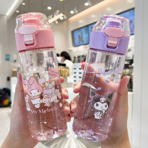 Colnes 550ML Water Bottle Plastic transparent High Temperature Resistance Melody Cinnamoroll Kuromi Pochacco Summer Water Cup For Children Drinking Bottle