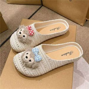 Free Shipping Baotou Lazy Slip-On Sandals For Women New Summer Style Bohemian And Cute Featuring A Hello Design