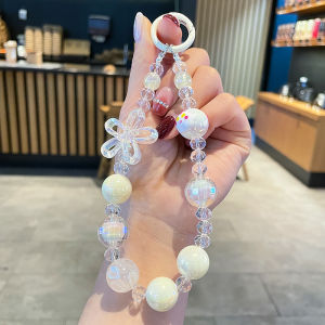 DIY Girl Style Flower Colored Phone Chain New Pearl Hanging Chain Phone Case Keychain Best Friend Gift
