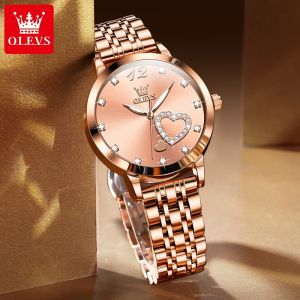OLEVS 5189 Sweet Style Girls Quartz Watch Stainless Steel Material Milanese Watch Strap WristWatches Waterproof Watch