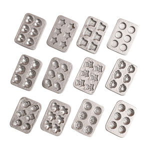 [Childhood MS] 10 cái Nhà búp bê thu nhỏ bánh nhỏ Khuôn nướng bánh cảnh nhà bếp mini Tấm bánh gừng người đàn ông trái tim khay nướng mô hình trang trí