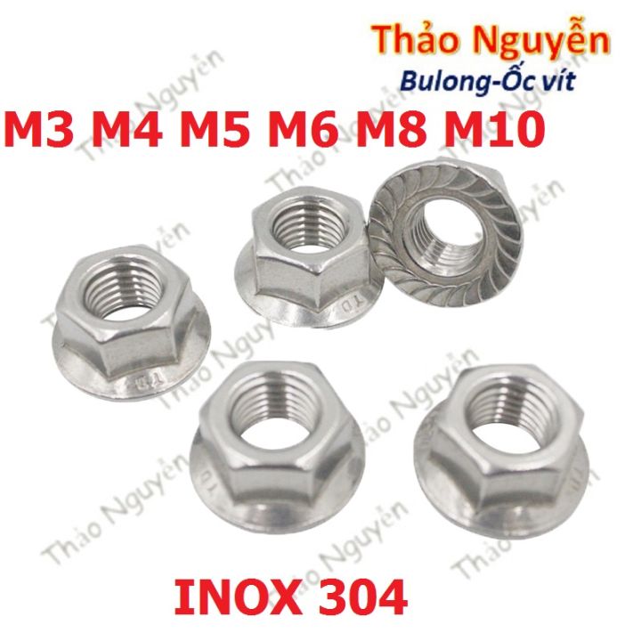 Đai ốc liền long đền INOX 304 - Tán liền long đền Tán Hở M3 M4 M5 M6 M8 ...