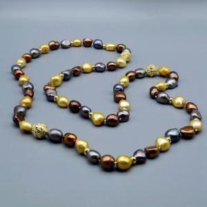 คอไข่มูกสีสันไข่มูกบาร็อกสร้อยคอคู่ K Gold-Plated Bohemian สูงสำหรับสุภาพสตรีเสื้อกันหนาวโซ่