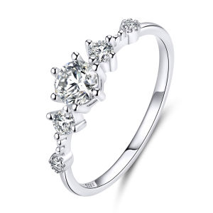 BAMOER Shining Cherise Clear CZ Zircon 925แหวนเงินผู้หญิงเครื่องประดับแฟชั่น SCR568